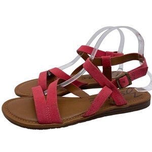 Zodiac Womens Shoes Yuri Sandals Sz 10 Pink Suede Leather Flat Strappy Casual